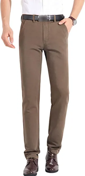Men's Comfort Stretch Cotton Chino Pants Loose Casual Elastic Waist Trousers Flat-Front Dress Pants Sweatpants