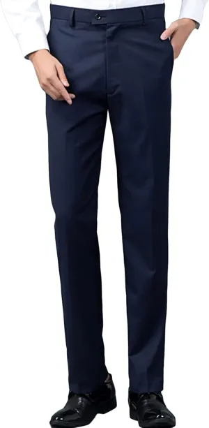 Men's Comfort Stretch Cotton Chino Pants Slim-Fit Washed Business Pant Skinny Vintage Cargo Dress Pant (Medium,Dark Blue)