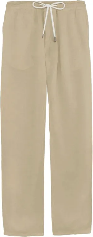 Men's Cotton Linen Drawstring Outdoor Pants Elastic Waist Solid Summer Trousers Baggy Basic Casual Sweatpants
