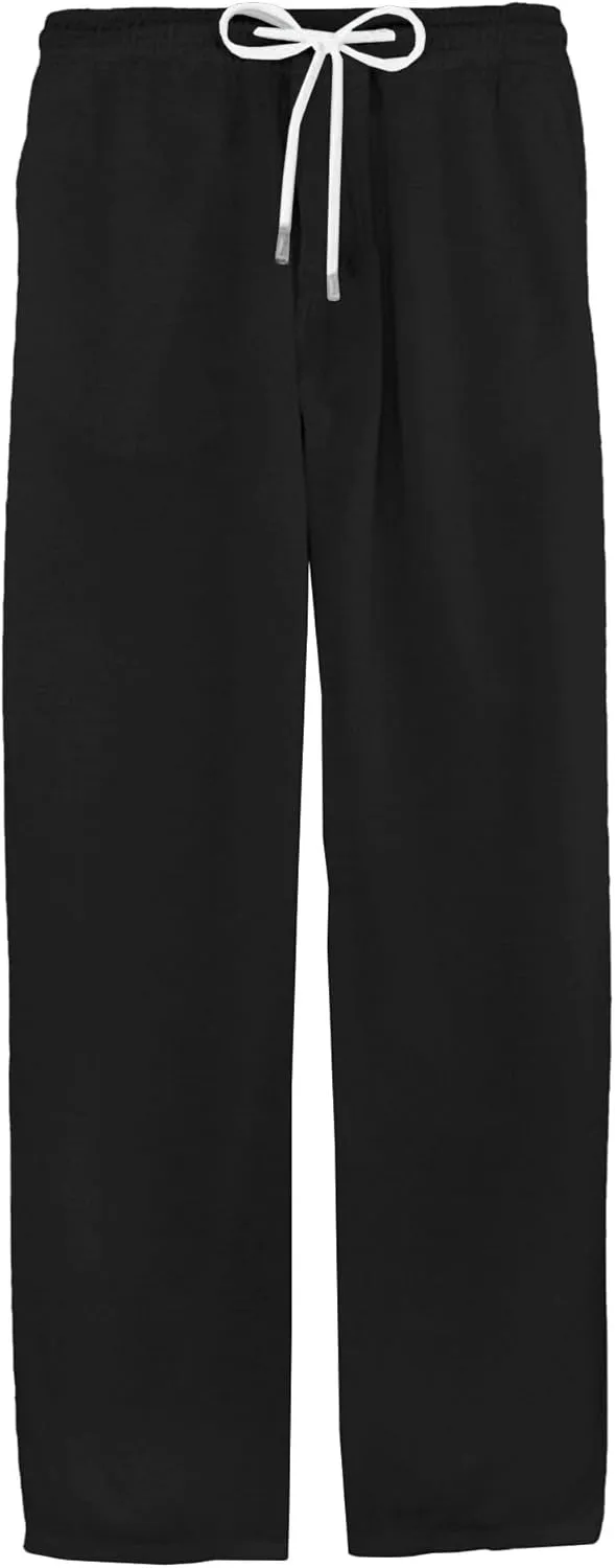 Men's Cotton Linen Drawstring Outdoor Pants Elastic Waist Solid Summer Trousers Baggy Basic Casual Sweatpants