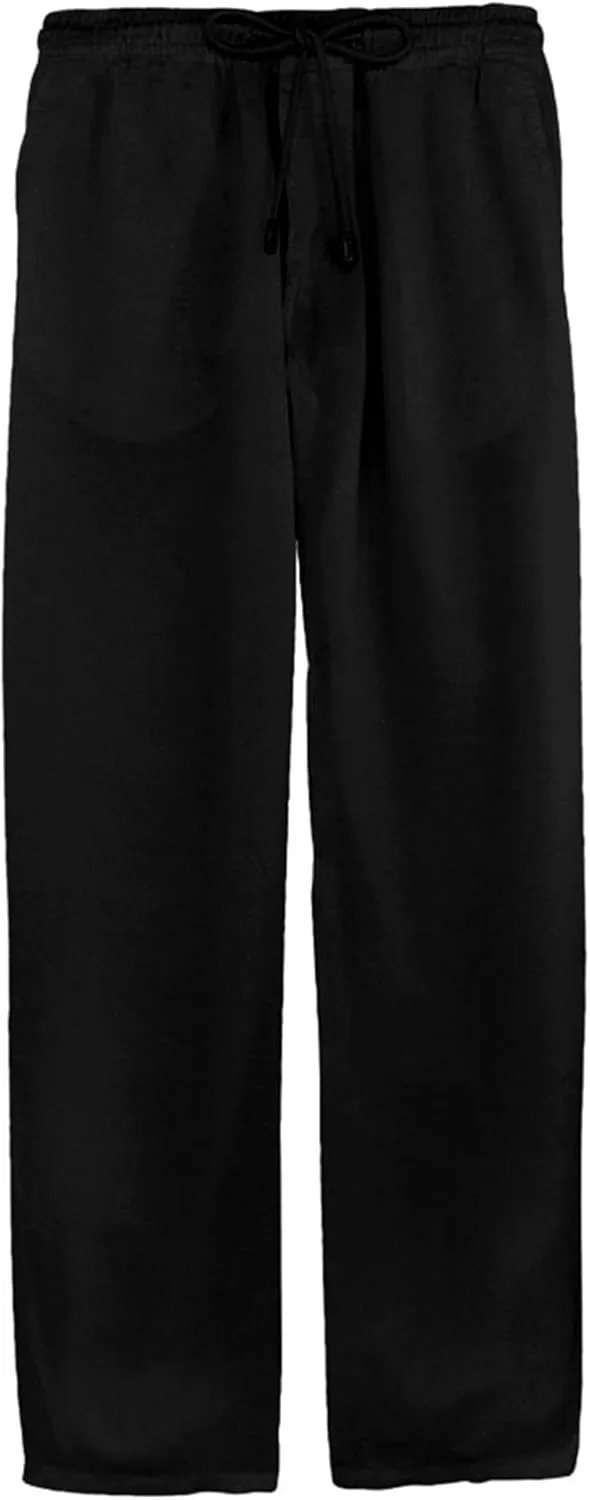 Men's Cotton Linen Drawstring Outdoor Pants Elastic Waist Solid Summer Trousers Baggy Basic Casual Sweatpants