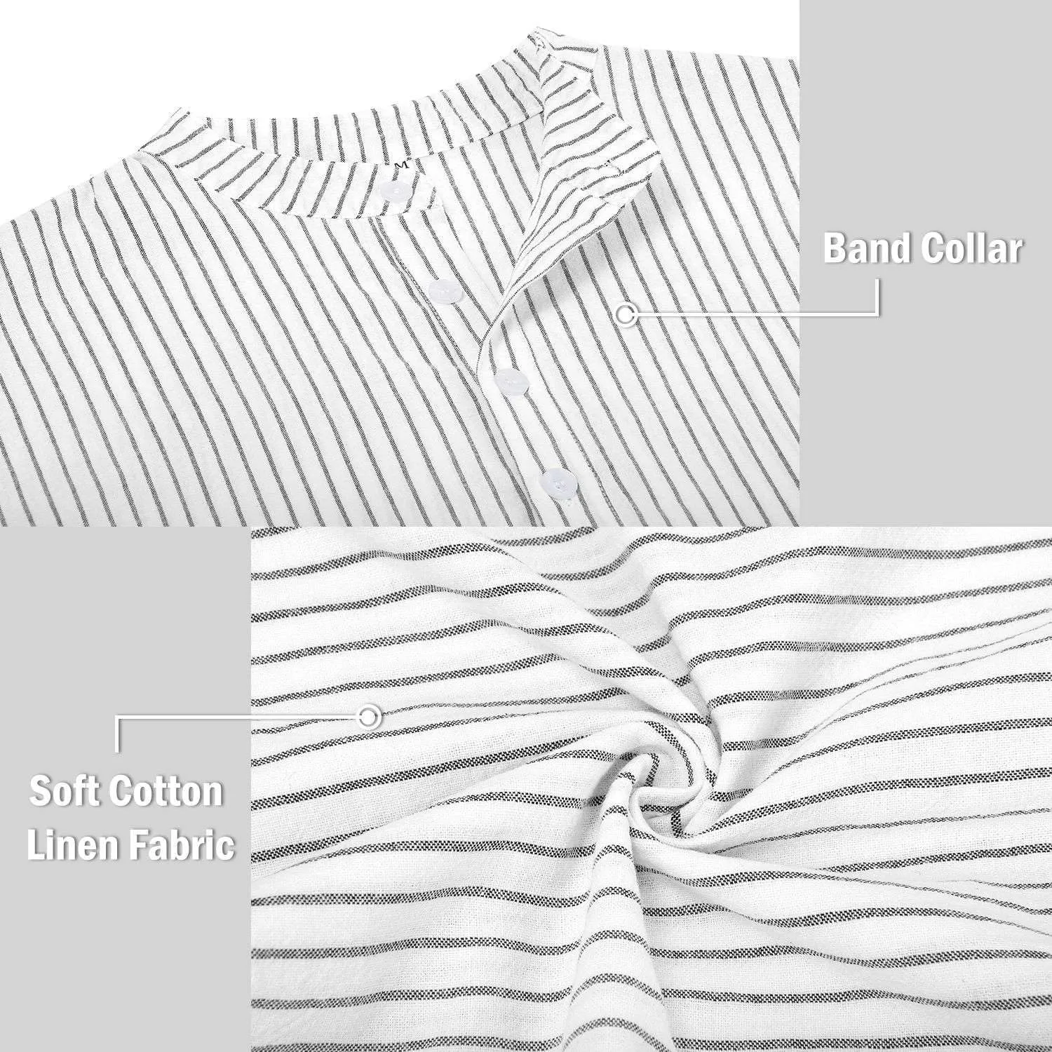 Mens Cotton Linen Henley Shirt Short Sleeve Casual Button Down Summer Beach T Shirts