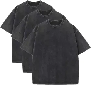 Men's Cotton Oversized Acid Wash T Shirts Crew Neck Casual Basic Tee Tops Vintage Short Sleeve