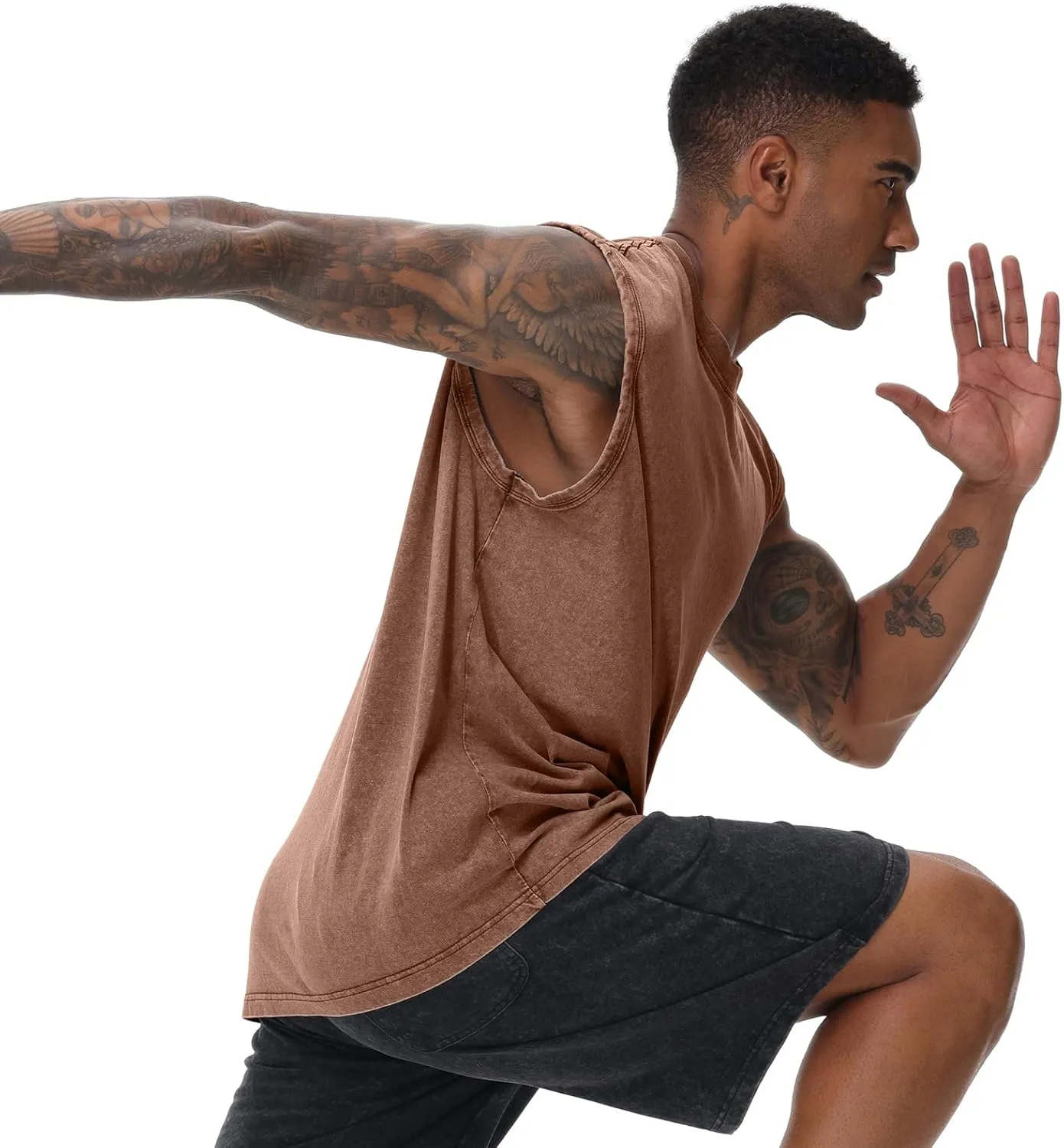 Mens Cotton Sleeveless Tank Tops Cut Off Muscle Gym T Shirts Running Beach Loose Fit Tees