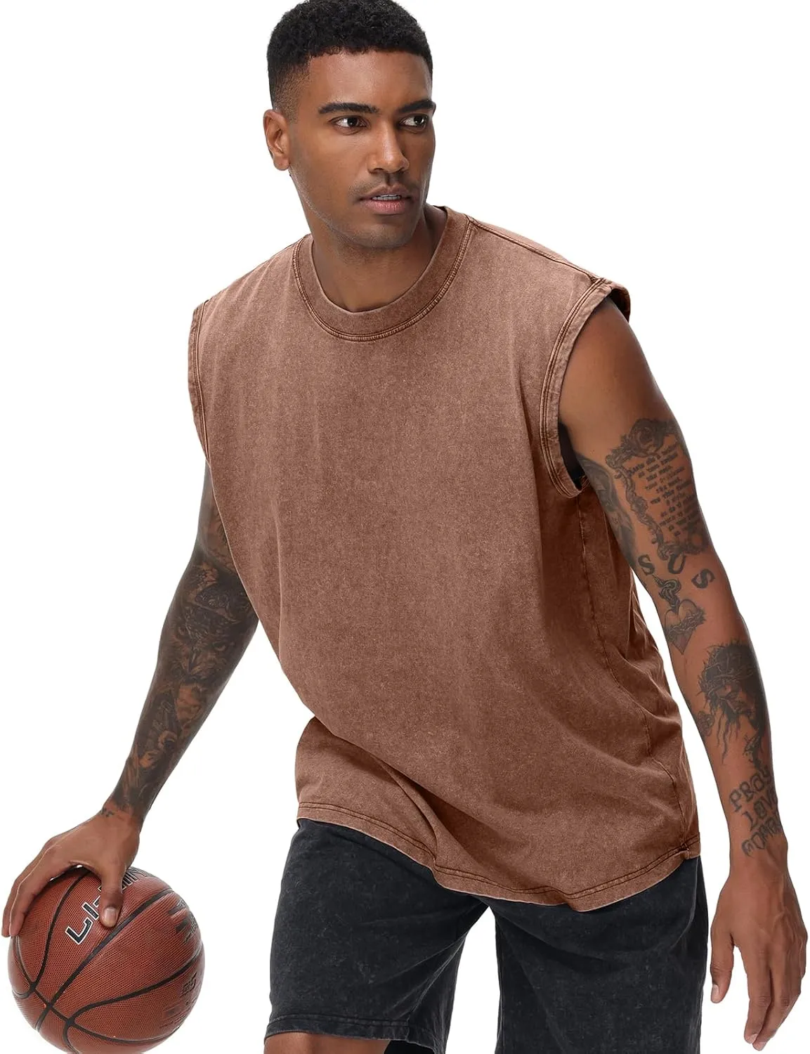 Mens Cotton Sleeveless Tank Tops Cut Off Muscle Gym T Shirts Running Beach Loose Fit Tees