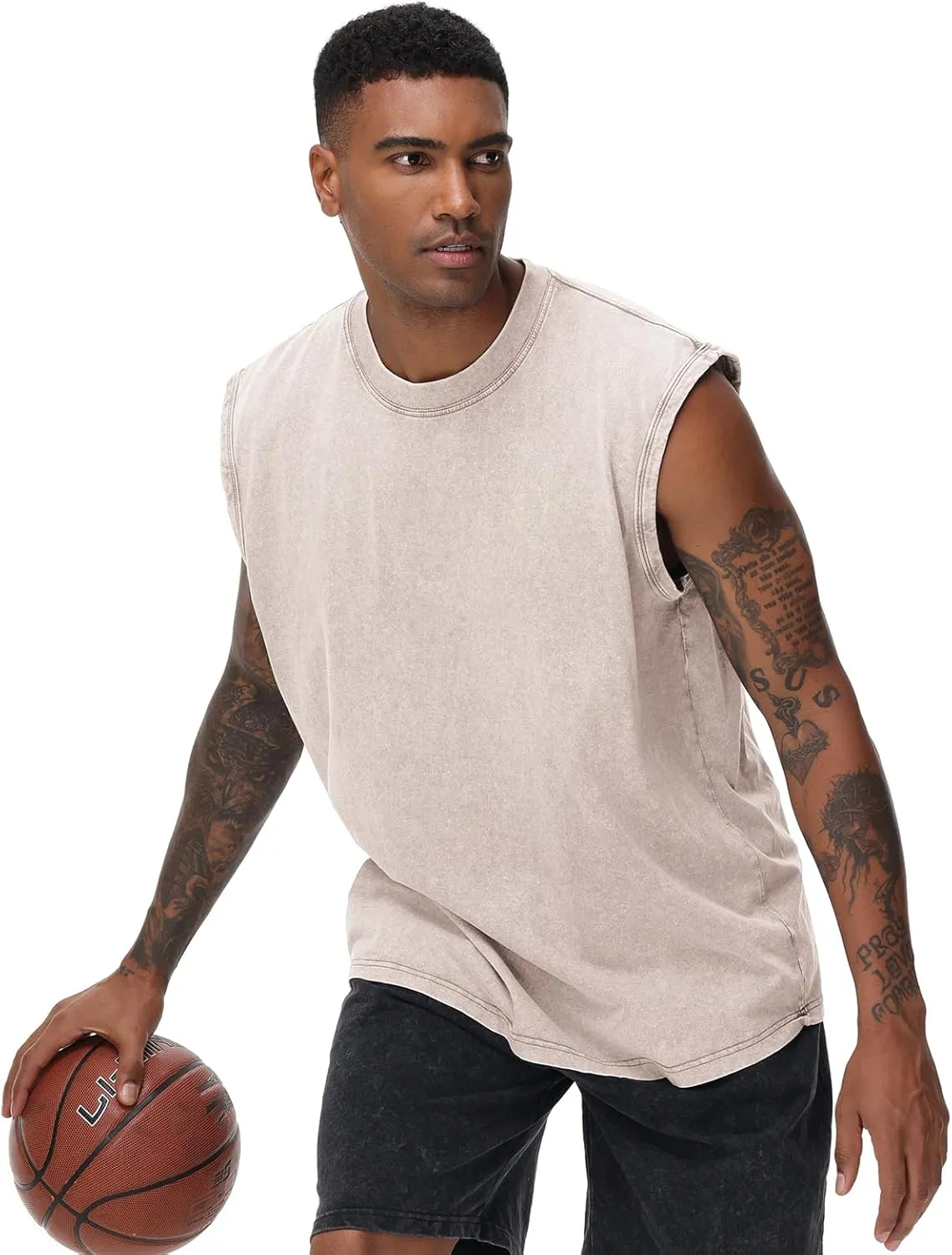 Mens Cotton Sleeveless Tank Tops Cut Off Muscle Gym T Shirts Running Beach Loose Fit Tees