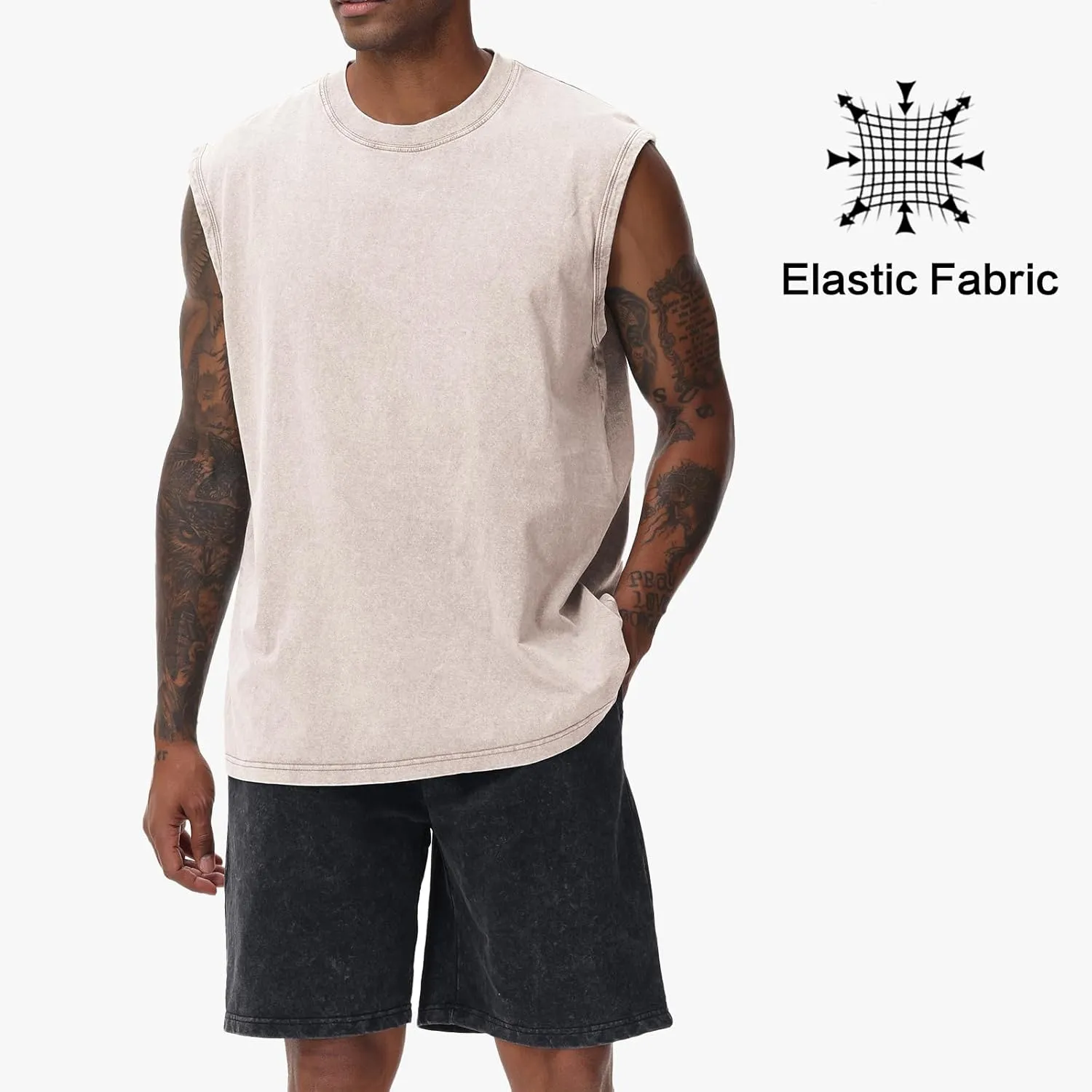 Mens Cotton Sleeveless Tank Tops Cut Off Muscle Gym T Shirts Running Beach Loose Fit Tees