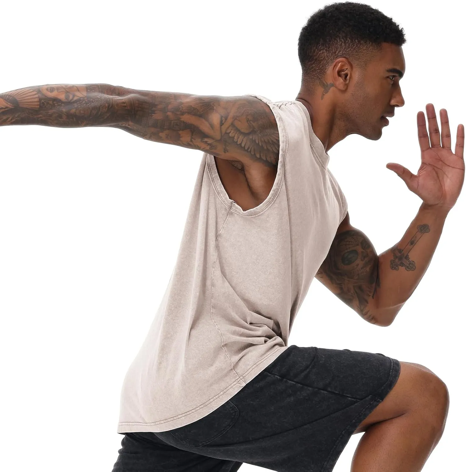 Mens Cotton Sleeveless Tank Tops Cut Off Muscle Gym T Shirts Running Beach Loose Fit Tees