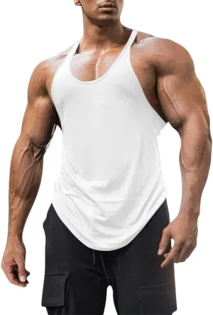 Men's Cotton Workout Tank Tops Dry Fit Gym Bodybuilding Training Fitness Sleeveless Muscle T Shirts