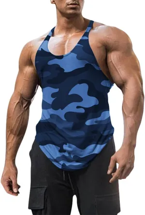 Men's Cotton Workout Tank Tops Dry Fit Gym Bodybuilding Training Fitness Sleeveless Muscle T Shirts
