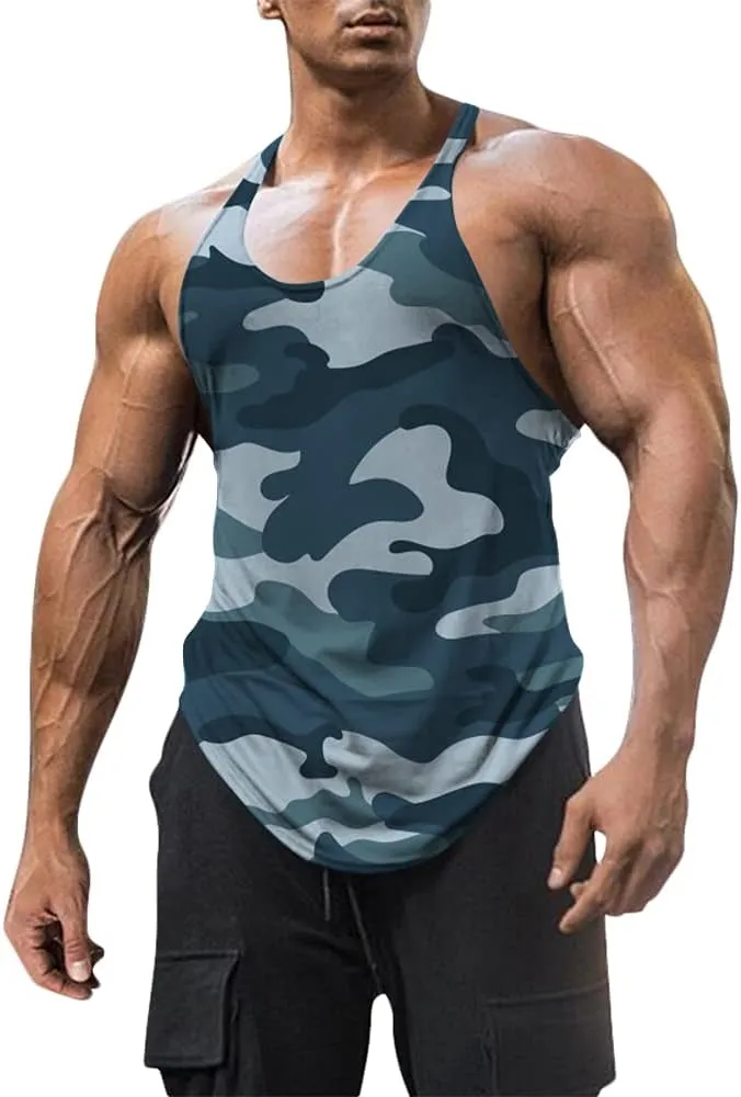 Men's Cotton Workout Tank Tops Dry Fit Gym Bodybuilding Training Fitness Sleeveless Muscle T Shirts
