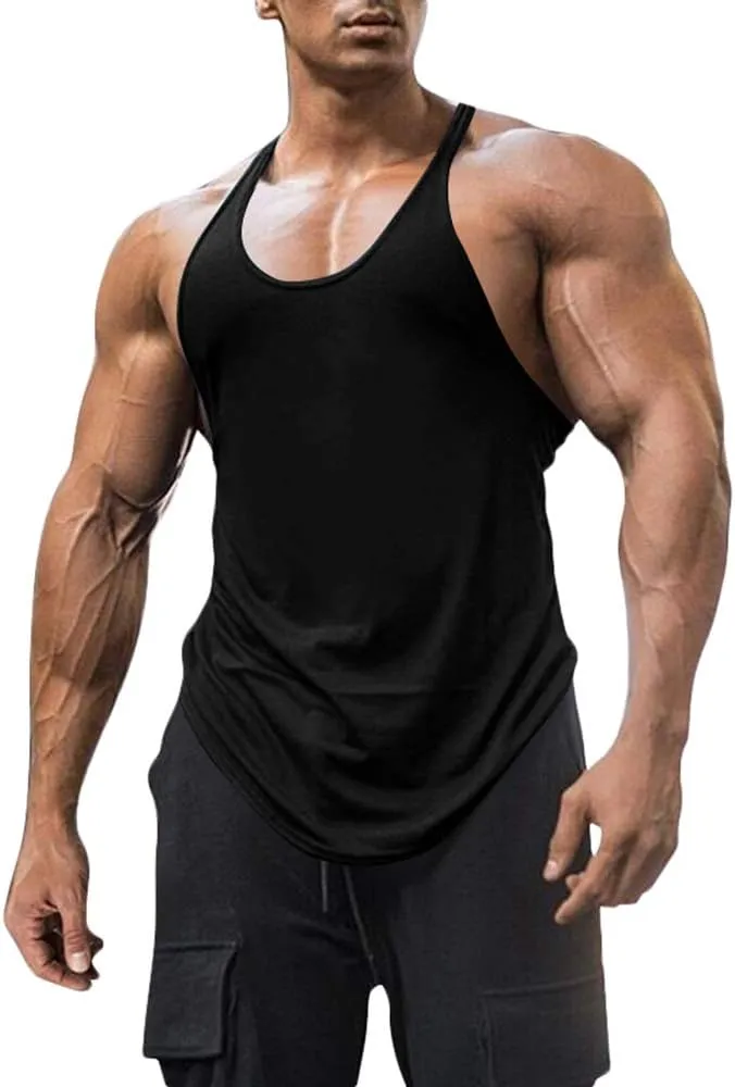 Men's Cotton Workout Tank Tops Dry Fit Gym Bodybuilding Training Fitness Sleeveless Muscle T Shirts