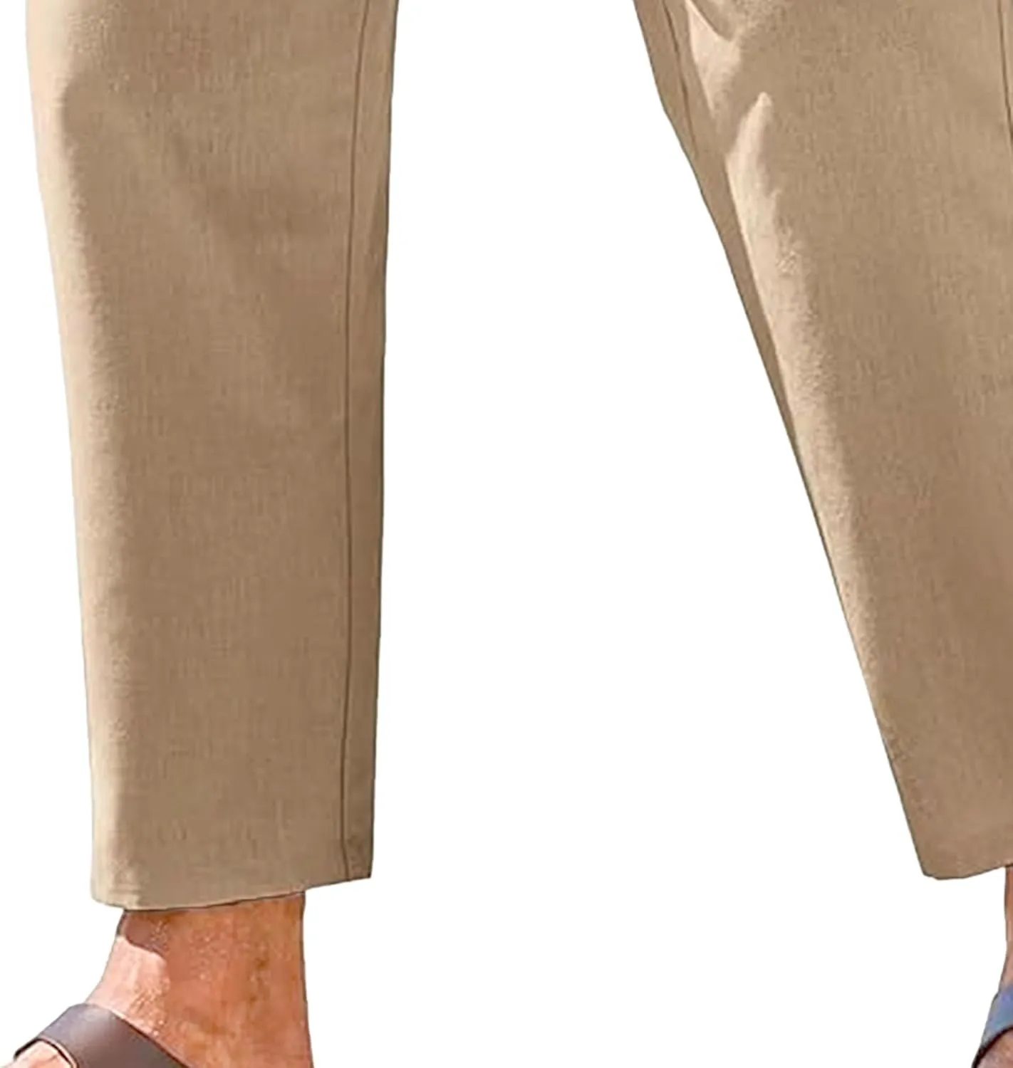 Men's Drawstring Baggy Outdoor Pants Elastic Waist Solid Summer Trousers Cotton Linen Comfort Sweatpants