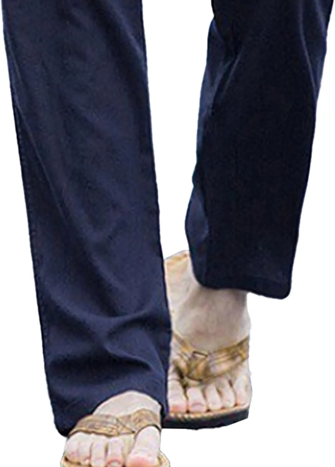 Men's Drawstring Cotton Linen Summer Pants Lightweight Solid Casual Beach Trousers Baggy Straight Leg Basic Pants