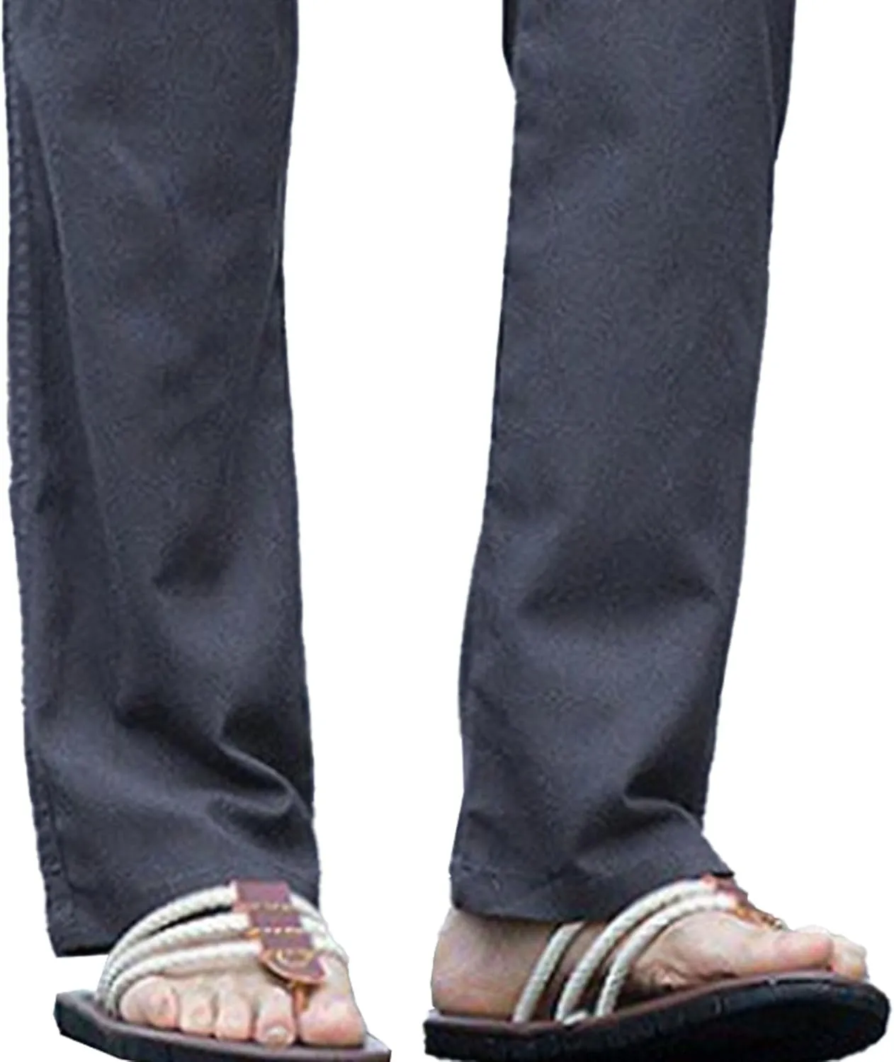 Men's Drawstring Cotton Linen Summer Pants Lightweight Solid Casual Beach Trousers Baggy Straight Leg Basic Pants