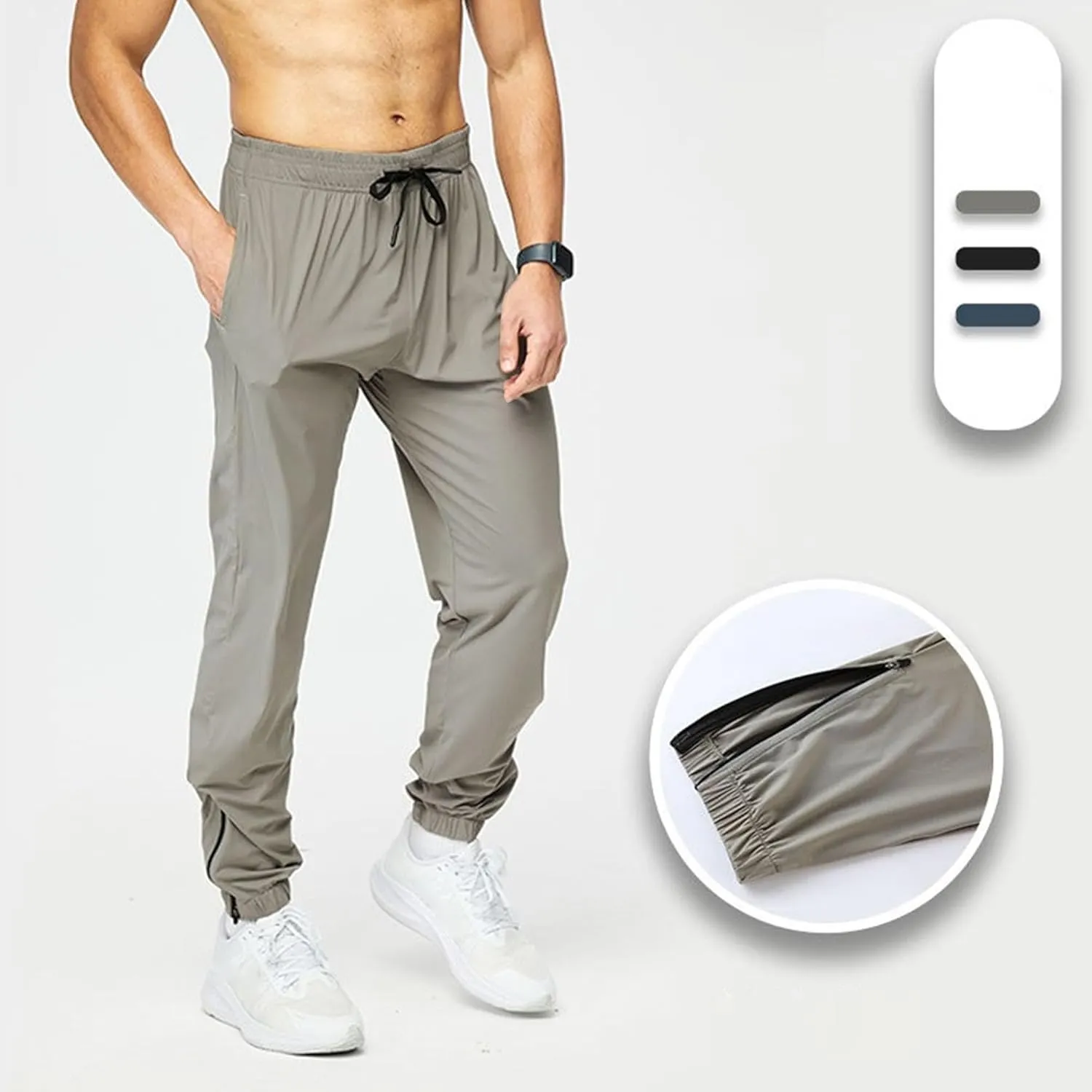 Men's Drawstring Lightweight Tapered Pants Quick Dry Loose Fit Athletic Trousers Solid Gym Summer Sweatpants