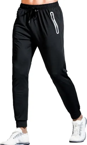Men's Drawstring Quick Dry Athletic Pants Slim Fit Stretch Workout Trousers Elastic Waist Casual Summer Sweatpants