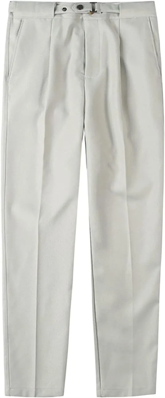 Men's Dress Trousers Solid Color Flat Front Skinny Business Pants Slim Fit Chino Pencil Formal Pants (33,Light Grey)