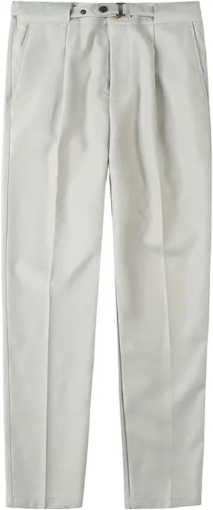 Men's Dress Trousers Solid Color Flat Front Skinny Business Pants Slim Fit Chino Pencil Formal Pants (33,Light Grey)