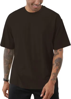 Men's Fashion Loose Fit T-Shirt Crew Neck Athletic Workout Tshirts Heavyweight Short Sleeve Premium Cotton Basic Tee