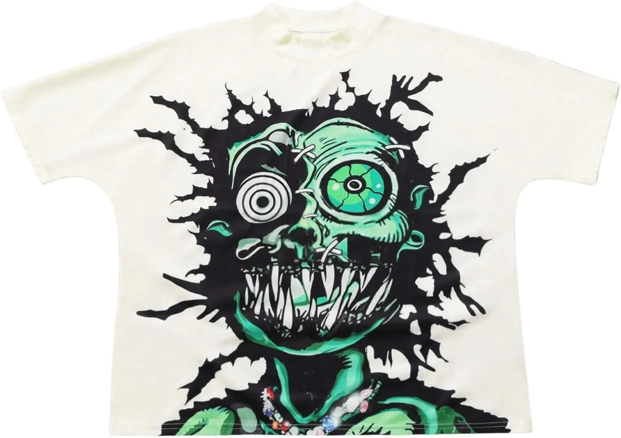 Men's Figure Y2K Graphic Tee Shirt Vintage Short Sleeve Crew Neck Novelty T-Shirts
