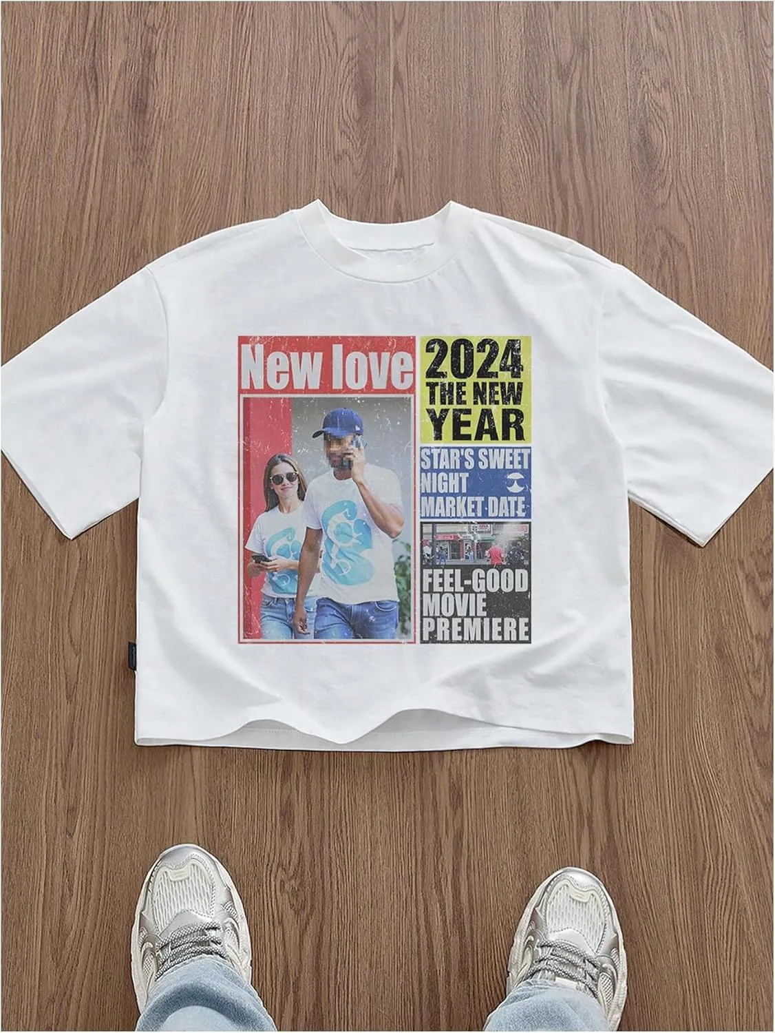 Men's Figure Y2K Graphic Tee Shirt Vintage Short Sleeve Crew Neck Novelty T-Shirts