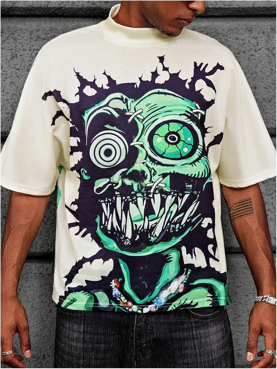 Men's Figure Y2K Graphic Tee Shirt Vintage Short Sleeve Crew Neck Novelty T-Shirts