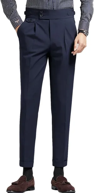 Men's Flat Front Dress Pant Slim Fit Linen Cotton Chino Pant Comfort Straight Fit Flat Front Casual Pant (30,Dark Blue)