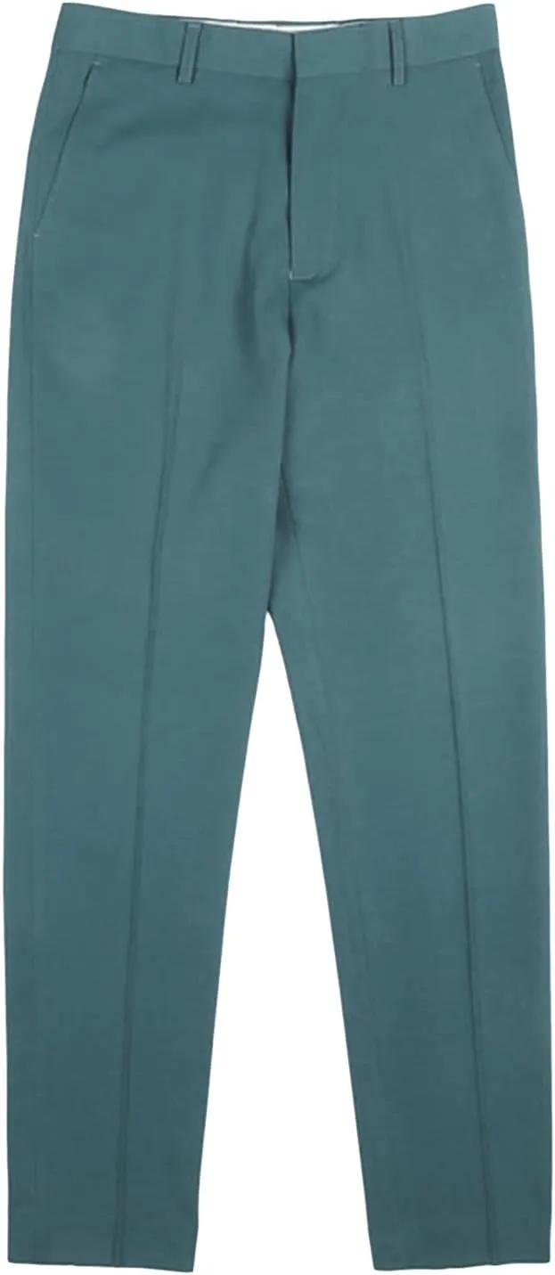 Men's Flat Front Straight Fit Dress Pant Casual Skinny Stretch Chinos Pants Slim Fit Business Pant with Pocket (33,Dark Green)