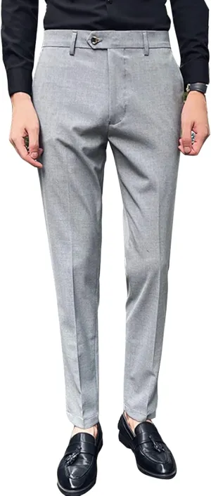 Men's Flex Flat Front Straight Fit Pant Slim-Fit Wrinkle-Resistant Chino Pant Comfort Dress Pant Sweatpants (3X-Large,Light Grey)