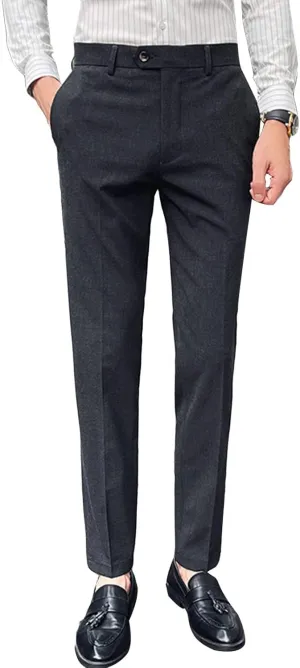 Men's Flex Flat Front Straight Fit Pant Slim-Fit Wrinkle-Resistant Chino Pant Comfort Dress Pant Sweatpants (X-Large,Dark Grey)