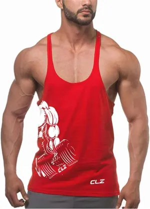 Men's Gym Stringer Tank Tops Y-Back Workout Muscle Tee Sleeveless Fitness Bodybuilding T Shirts