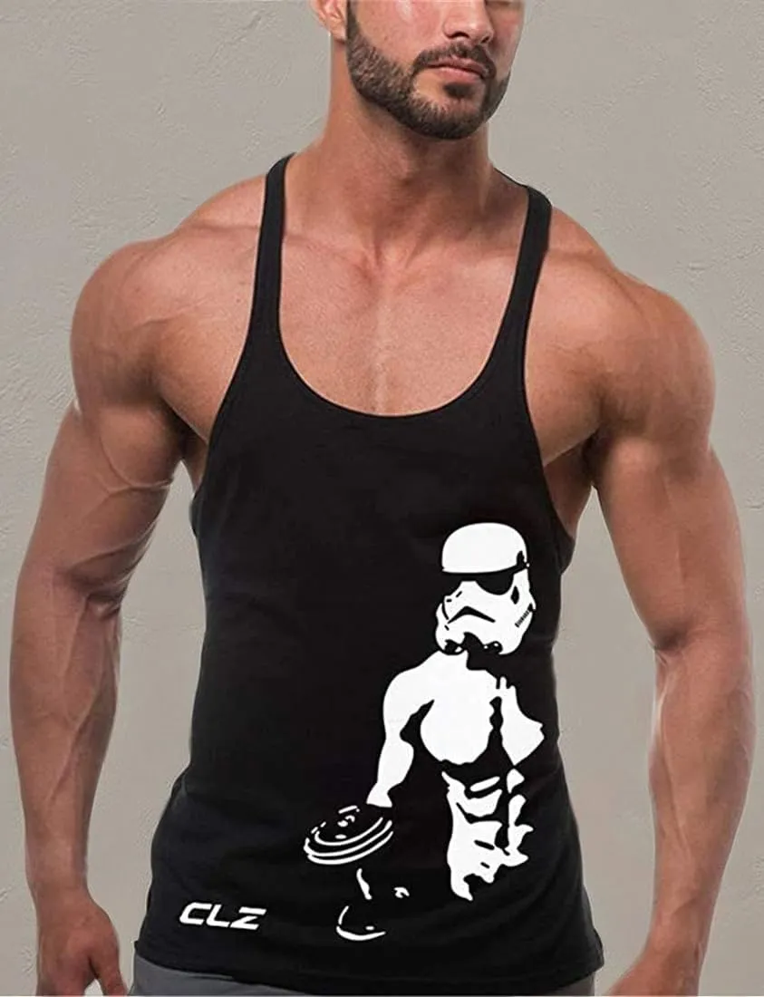 Men's Gym Stringer Tank Tops Y-Back Workout Muscle Tee Sleeveless Fitness Bodybuilding T Shirts