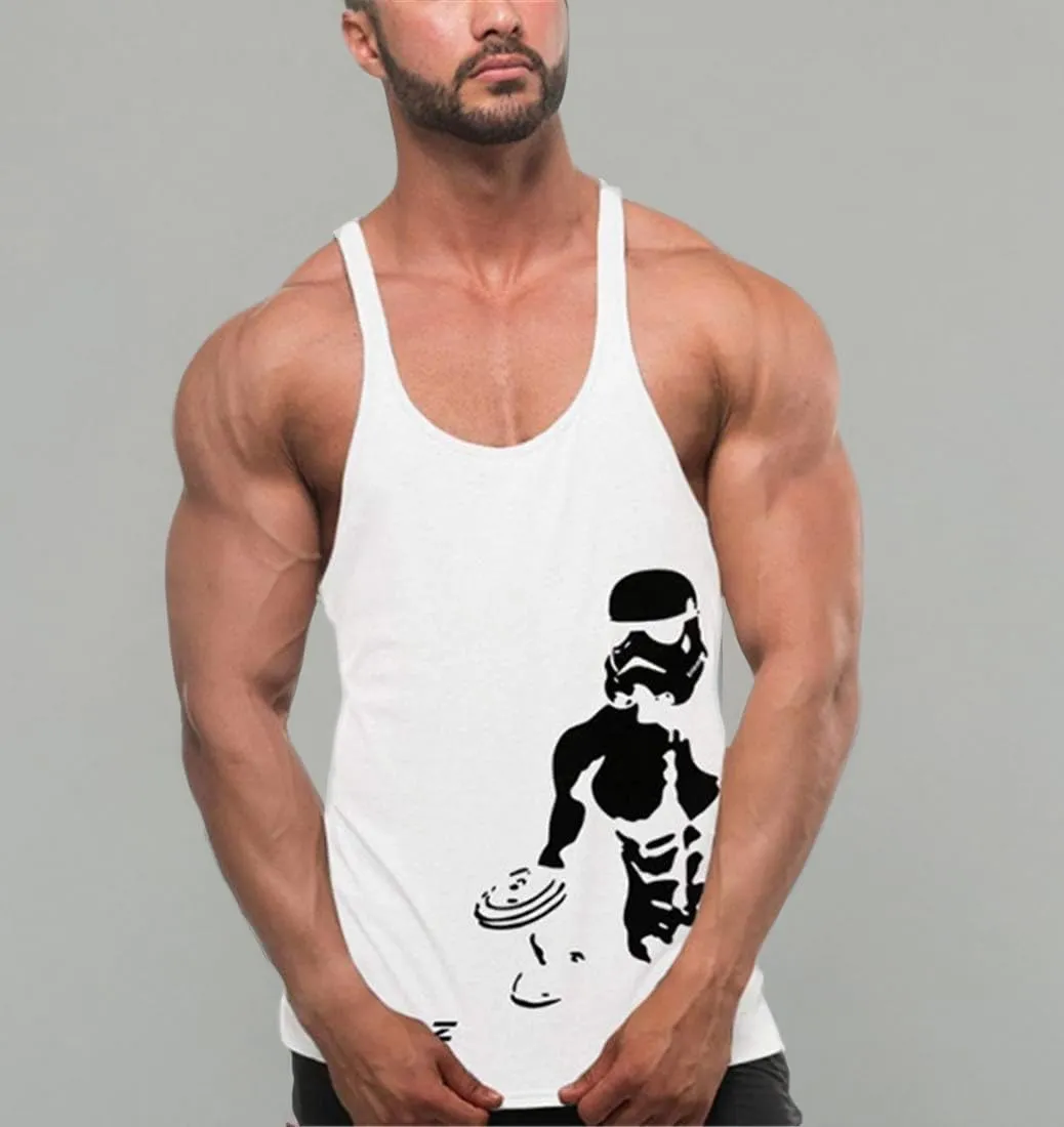 Men's Gym Stringer Tank Tops Y-Back Workout Muscle Tee Sleeveless Fitness Bodybuilding T Shirts