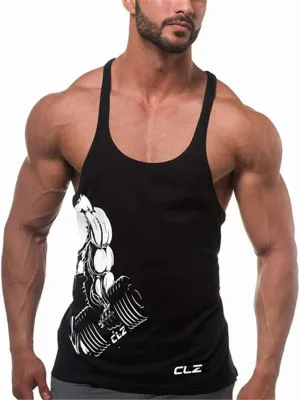 Men's Gym Stringer Tank Tops Y-Back Workout Muscle Tee Sleeveless Fitness Bodybuilding T Shirts