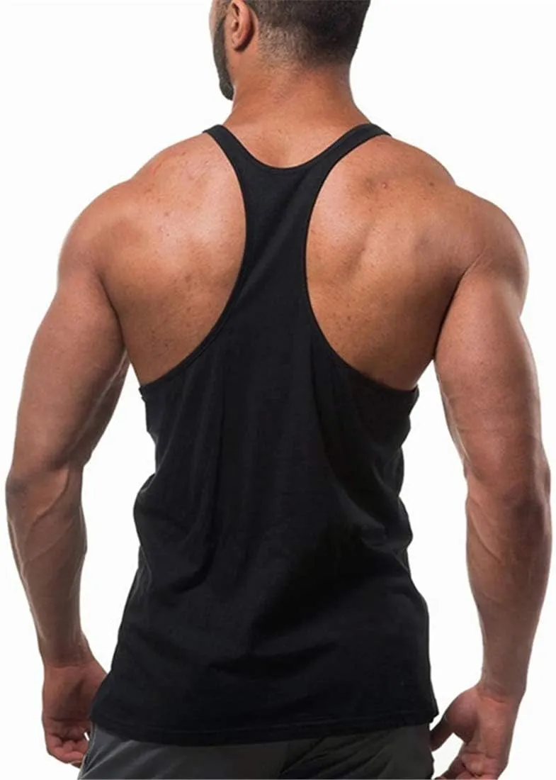 Men's Gym Stringer Tank Tops Y-Back Workout Muscle Tee Sleeveless Fitness Bodybuilding T Shirts