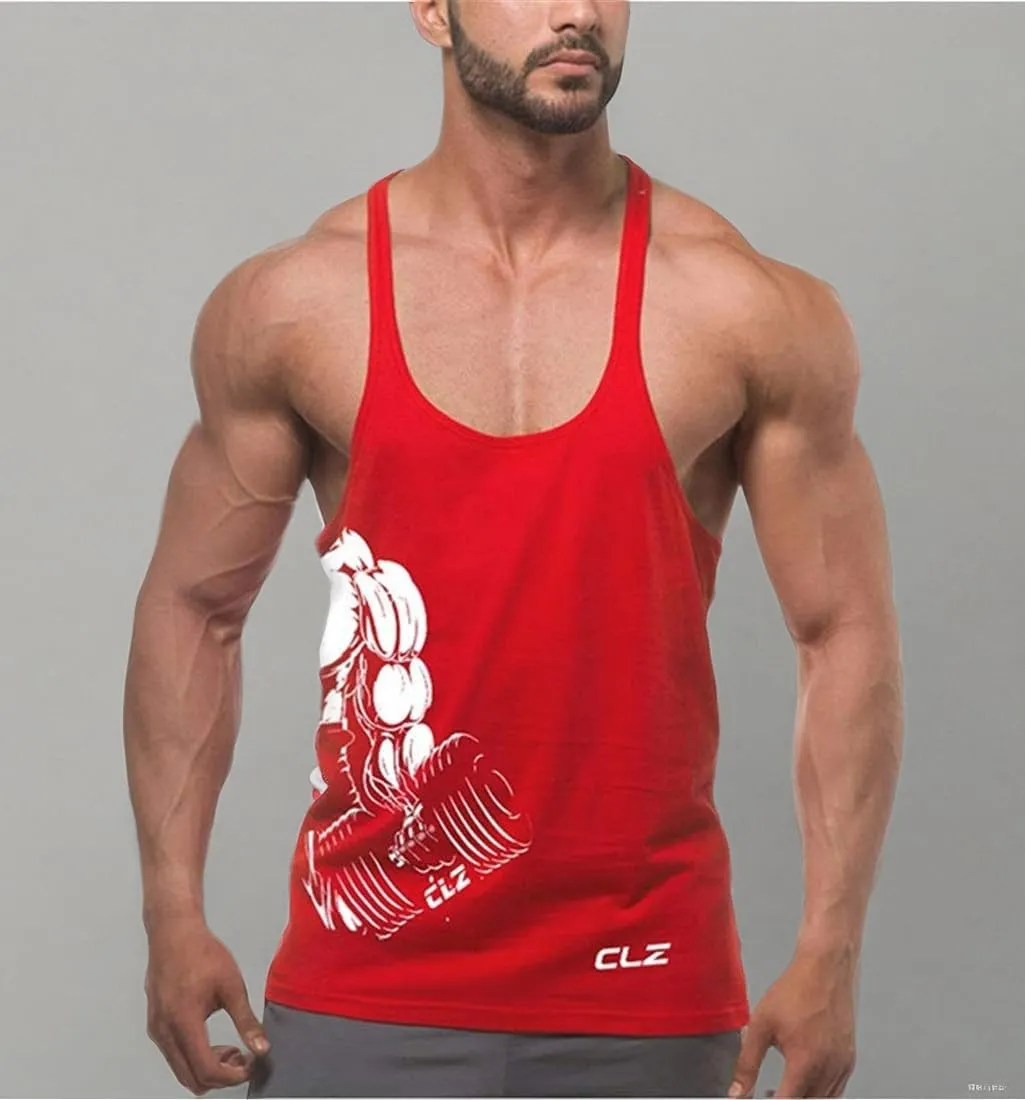 Men's Gym Stringer Tank Tops Y-Back Workout Muscle Tee Sleeveless Fitness Bodybuilding T Shirts