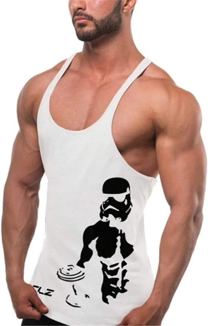 Men's Gym Stringer Tank Tops Y-Back Workout Muscle Tee Sleeveless Fitness Bodybuilding T Shirts