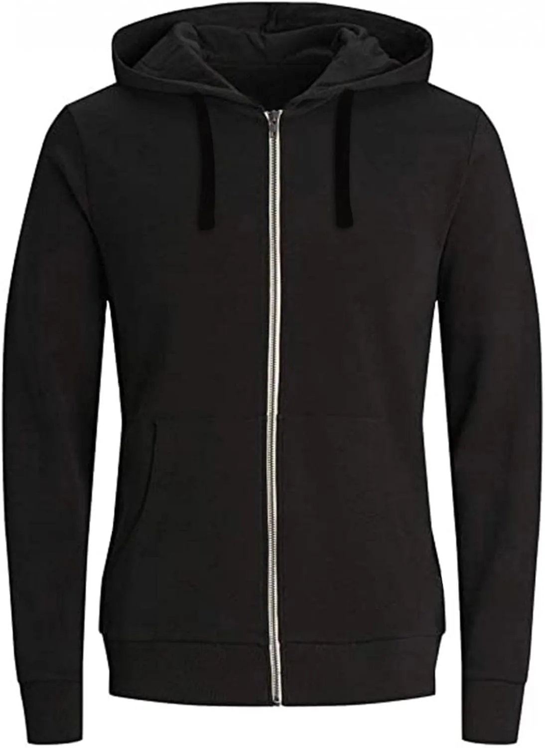 Mens Hoodies,Men's Slim Fit Long Sleeve Lightweight Zip-up Solid Hoodie with Kanga Pocket Hooded Sweatshirts Sweaters