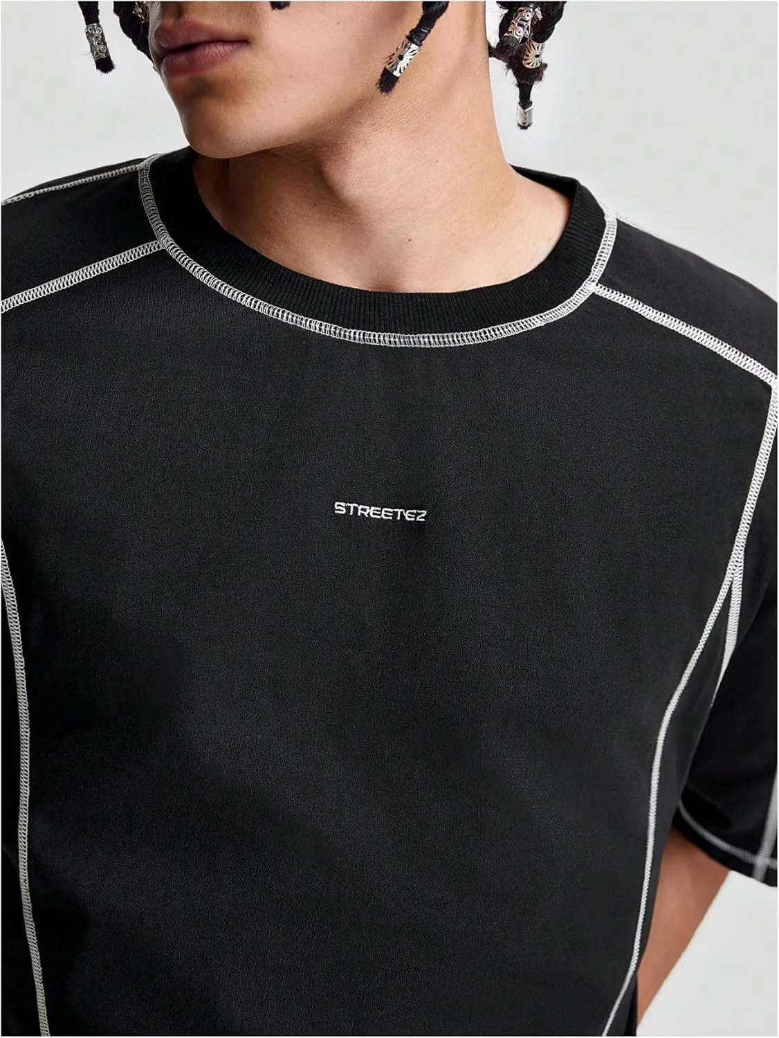 Men's Letter Print Oversized T-Shirts Y2k Short Sleeve Crew Neck Streetwear Tee Tops