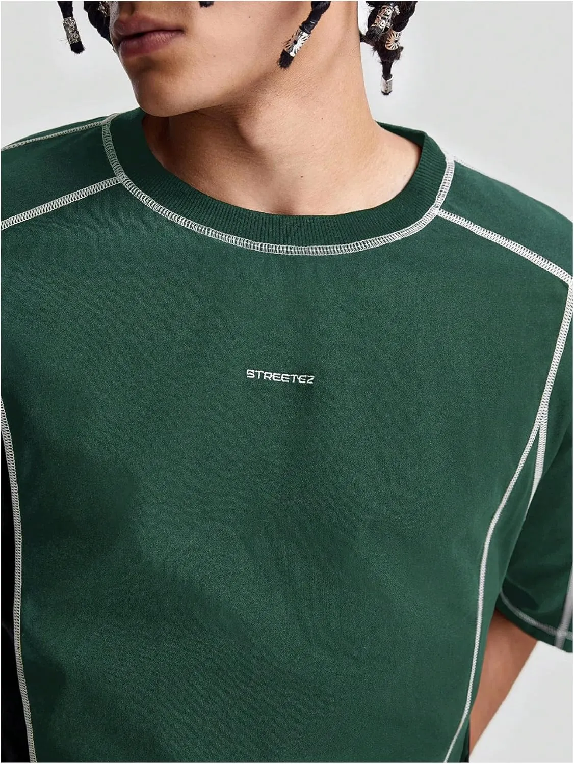 Men's Letter Print Oversized T-Shirts Y2k Short Sleeve Crew Neck Streetwear Tee Tops