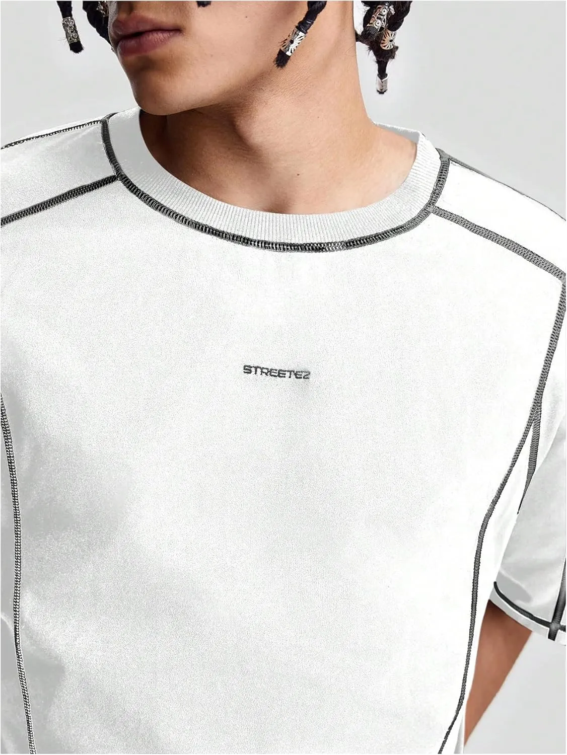 Men's Letter Print Oversized T-Shirts Y2k Short Sleeve Crew Neck Streetwear Tee Tops