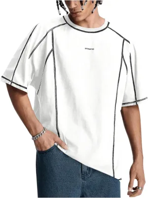 Men's Letter Print Oversized T-Shirts Y2k Short Sleeve Crew Neck Streetwear Tee Tops