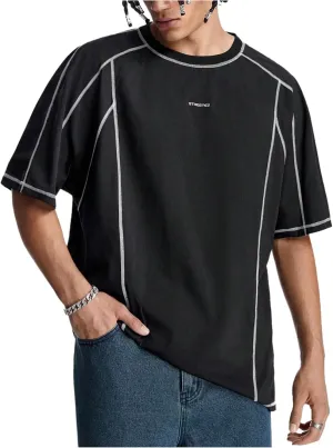 Men's Letter Print Oversized T-Shirts Y2k Short Sleeve Crew Neck Streetwear Tee Tops