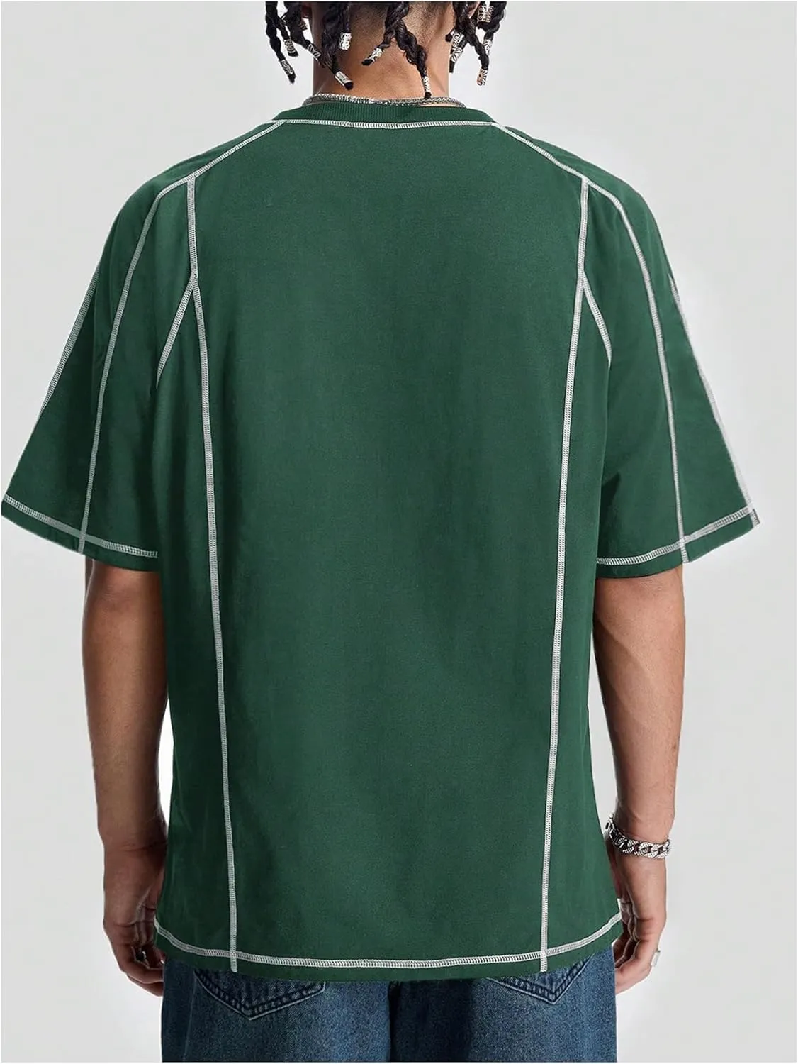 Men's Letter Print Oversized T-Shirts Y2k Short Sleeve Crew Neck Streetwear Tee Tops