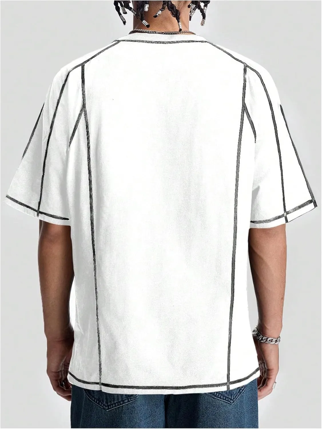 Men's Letter Print Oversized T-Shirts Y2k Short Sleeve Crew Neck Streetwear Tee Tops