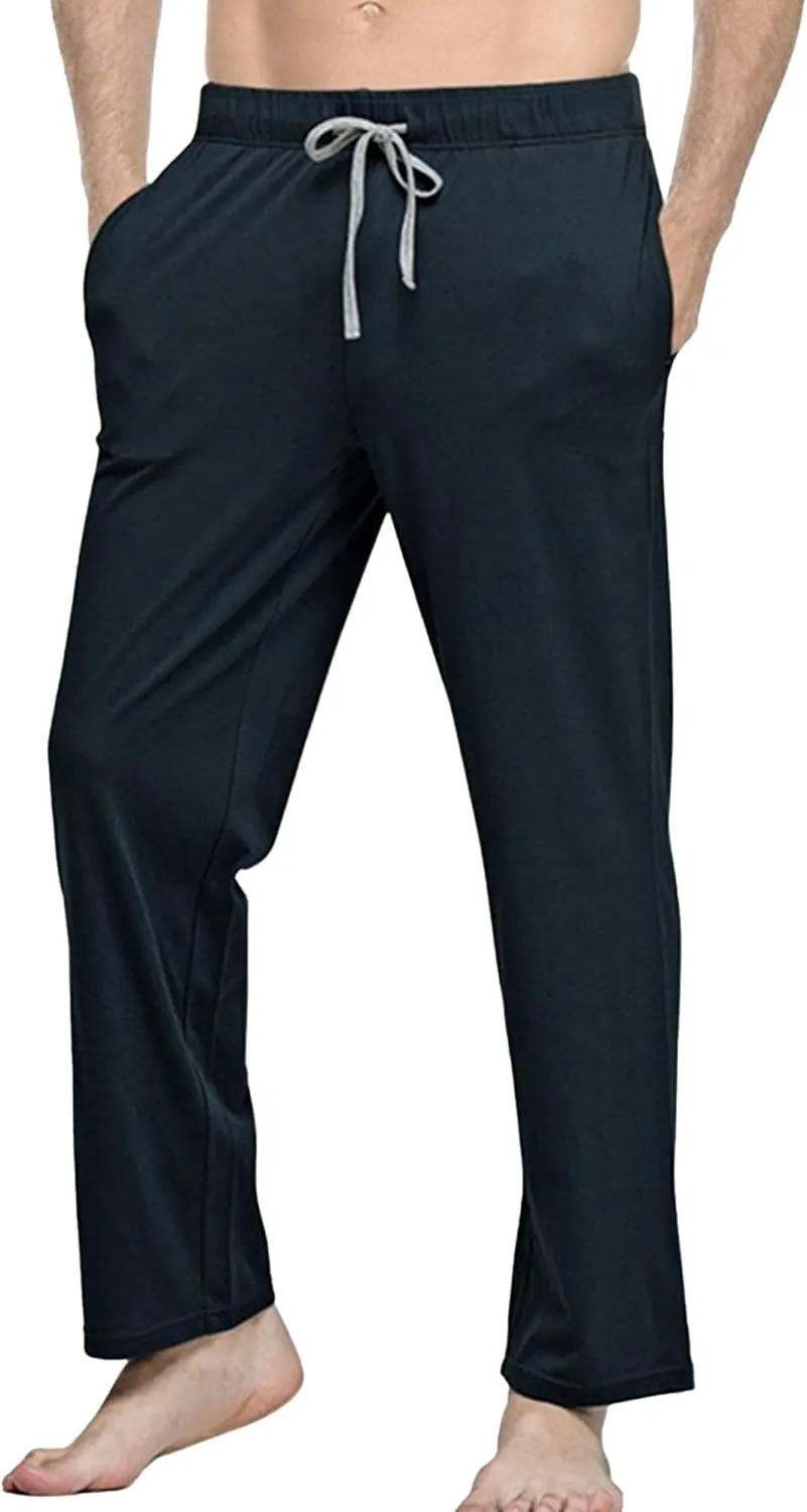 Men's Loose Fit Cotton Drawstring Yoga Pants Straight Leg Solid Casual Trousers Casual Baggy Outdoor Sweatpants