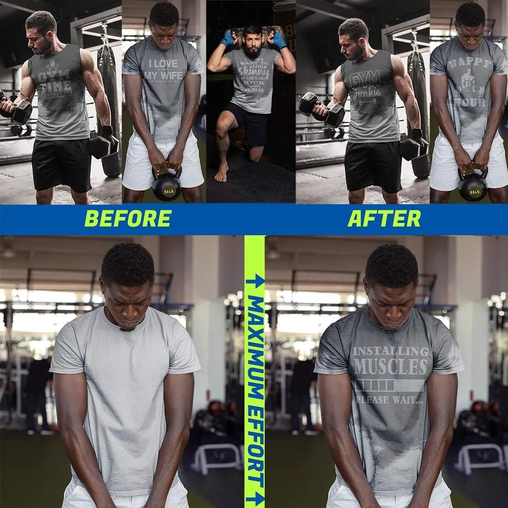 Men's Multipack Sweat Activated Funny T-Shirts with Hidden Motivational Message Plus Set of 3