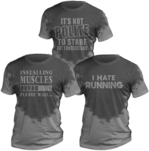 Men's Multipack Sweat Activated Funny T-Shirts with Hidden Motivational Message Plus Set of 3