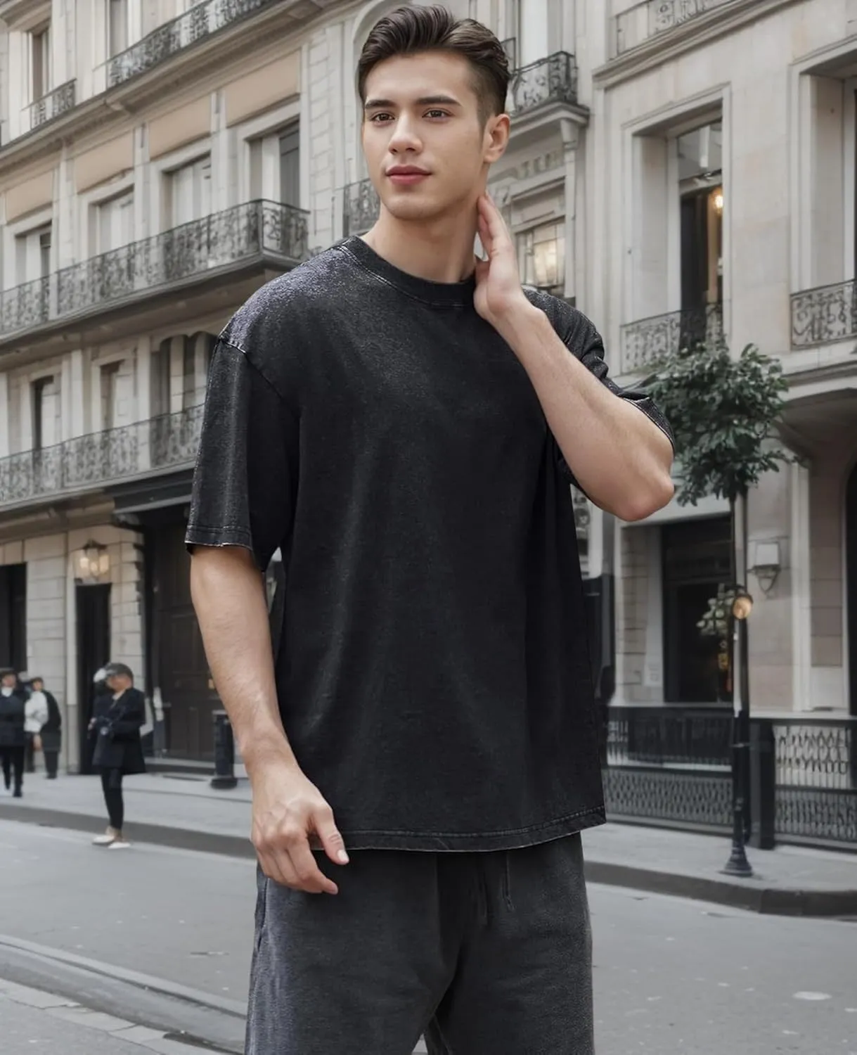 Men's Oversized T-Shirts Cotton Unisex Short Sleeves Casual Loose Wash Solid Basic Tee Tops